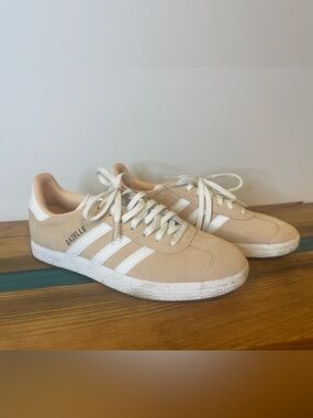 adidas Gazelle Suede Sneakers - Beige and White